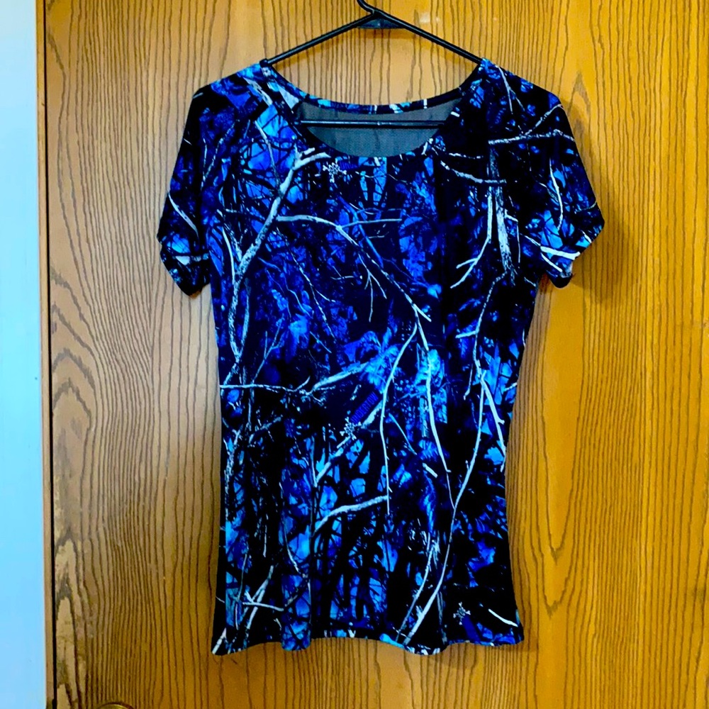 Blue camo with mesh backing Sz L